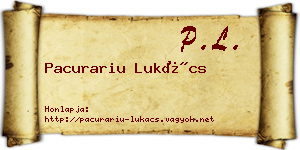 Pacurariu Lukács névjegykártya